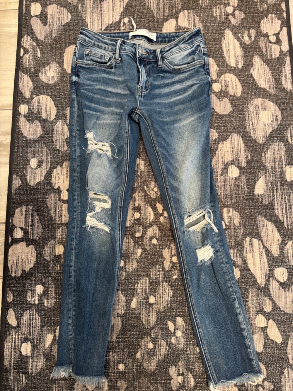 Women's Mid-Blue Distressed Skinny Jeans